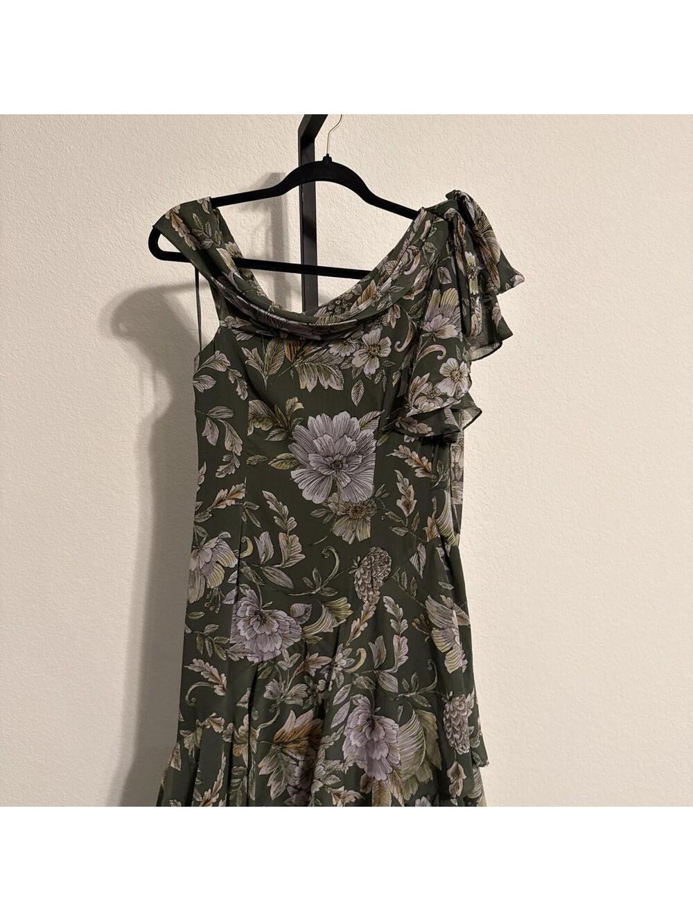 $295 Lauren Ralph Lauren Off-the-Shoulder Kanerite Asymmetric Floral Gown Sz: 2 - Picture 8 of 14